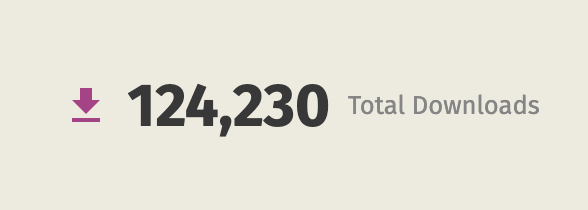 crates.io-style counter showing a purple download arrow and 124,230 Total Downloads on a light cream background